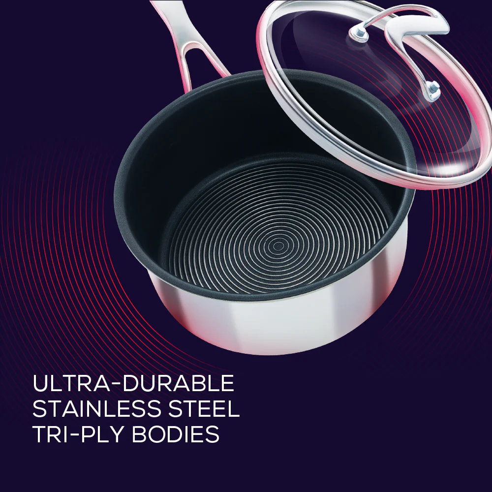 SteelShield™ Polished Stainless Steel Hybrid Non-Stick Saucepan & Lid - 3 Sizes - Image 5